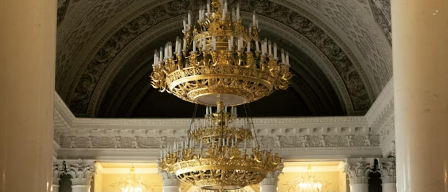 Grand ballroom with chandeliers as a wedding venue